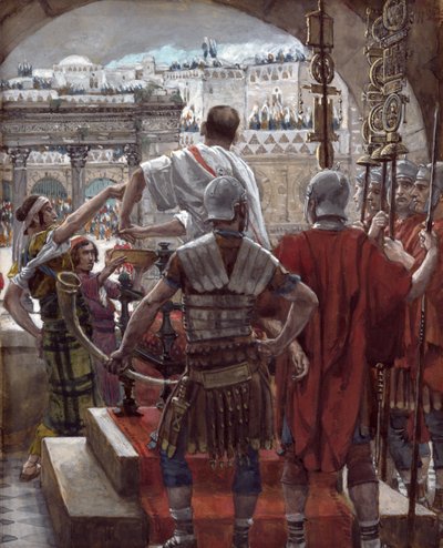 ピラトは手を洗う、「キリストの生涯」のイラスト、1886-94年（板紙にトイレとガッシュ） 作： James Jacques Joseph Tissot
