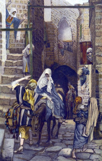 Saint Joseph Seeks a Lodging at Bethlehem - Saint Joseph Seeks a Lodging at Bethlehem - from "The Life of Our Lord Jesus Christ" - 1899 by James Tissot - Saint Joseph Seeks a Lodging at Bethleem - Jacques Joseph (Ja) による「わが主イエス・キリストの生涯」。 作： James Jacques Joseph Tissot
