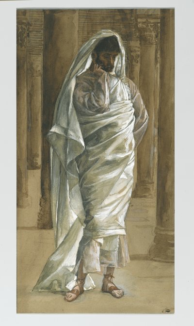 聖トマス、「私たちの主イエス・キリストの生涯からの挿絵」、1886-94年（紙のグラファイトの上にトイレ） 作： James Jacques Joseph Tissot