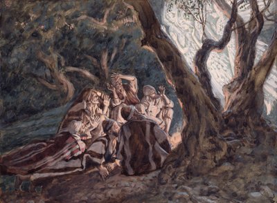 天使と羊飼い、「キリストの生涯」のイラスト、1886-94年（板紙にガッシュ） 作： James Jacques Joseph Tissot