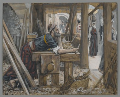聖ヨセフの不安、私たちの主イエス・キリストの生涯からの挿絵（紙の黒鉛の上にトイレ） 作： James Jacques Joseph Tissot