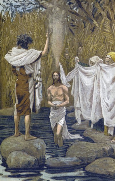 The Bapteme of Jesus - The Baptim of Jesus - from "The Life of Our Lord Jesus Christ" - 1899 by James Tissot - The Life of Our Lord Jesus Christ, by Jacques Joseph (Jacques Joseph) Tissot dit James Tissot (1836-1902) 作： James Jacques Joseph Tissot