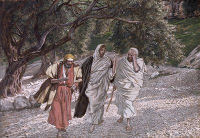 エマオへの道の弟子たち、「キリストの生涯」のイラスト、1884-96年（板紙にトイレとガッシュ） 作： James Jacques Joseph Tissot