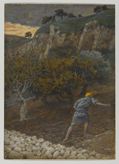 種をまく敵、私たちの主イエス・キリストの生涯のイラスト（紙の黒鉛の上にトイレ） 作： James Jacques Joseph Tissot