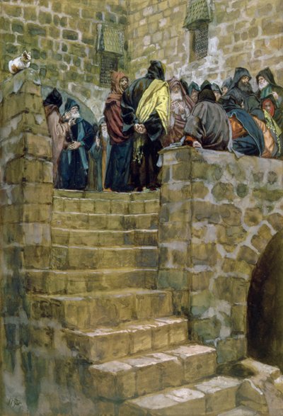 カイアファスの邪悪な弁護人、「キリストの生涯」の挿絵、1886-96年（板紙にガッシュ） 作： James Jacques Joseph Tissot
