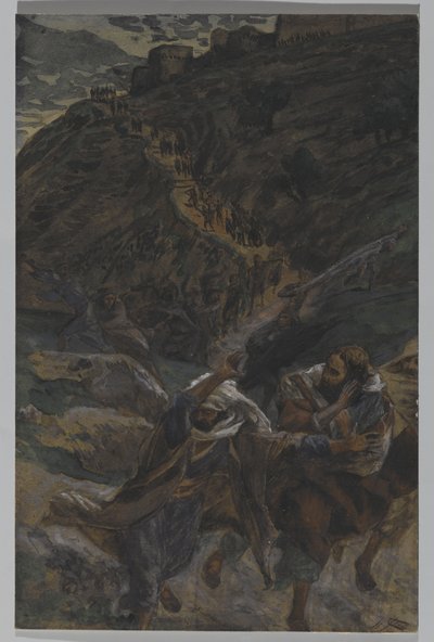 使徒の飛翔、私たちの主イエス・キリストの生涯からの挿絵、1886-94（紙の黒鉛の上にトイレ） 作： James Jacques Joseph Tissot