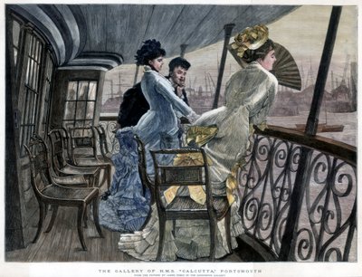 HMSカルカッタのギャラリー、ポーツマス、c1850-1900。 作： James Jacques Joseph Tissot
