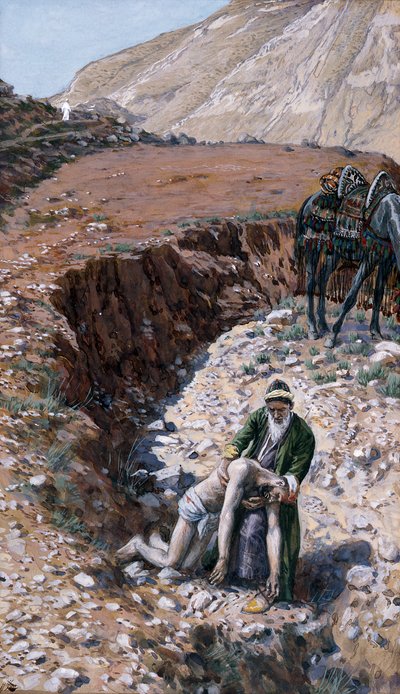 善きサマリア人、キリストの生涯の挿絵、1886-94年（板紙にトイレとガッシュ） 作： James Jacques Joseph Tissot