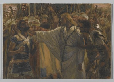マルコスの癒し、私たちの主イエス・キリストの生涯からの挿絵、1886-94（紙の黒鉛の上にトイレ） 作： James Jacques Joseph Tissot