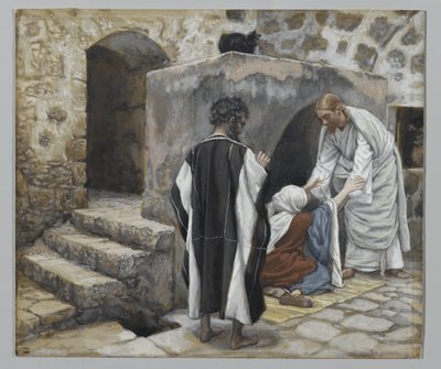 ピーターズ義母の癒し、私たちの主イエスキリストの生涯のイラスト（紙の黒鉛の上にトイレ） 作： James Jacques Joseph Tissot