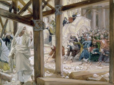 ユダヤ人は石を取り上げてキャストし、キリストの生涯c.1886-96の挿絵（板紙にガッシュ） 作： James Jacques Joseph Tissot