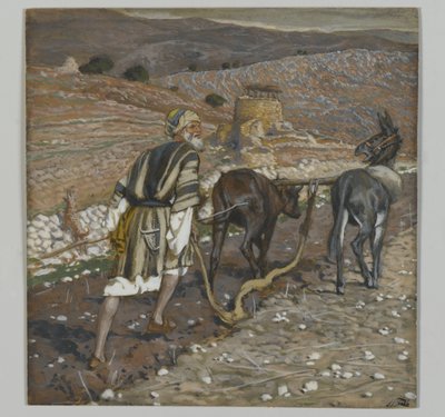 耕作の男、主イエス・キリストの生涯からの挿絵（紙の黒鉛の上にトイレ） 作： James Jacques Joseph Tissot