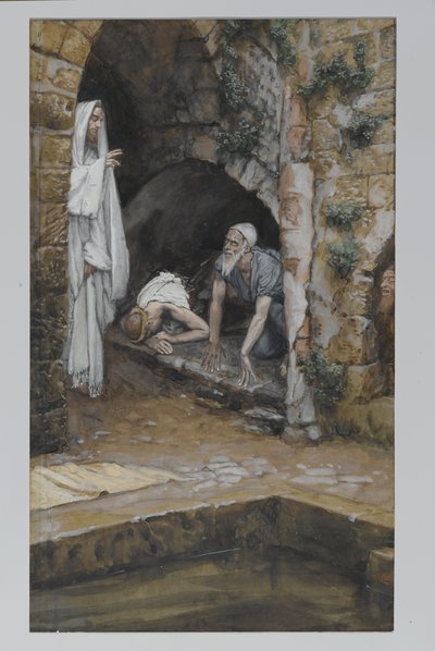 病弱な男、私たちの主イエス・キリストの生涯からの挿絵（紙の黒鉛の上にトイレ） 作： James Jacques Joseph Tissot