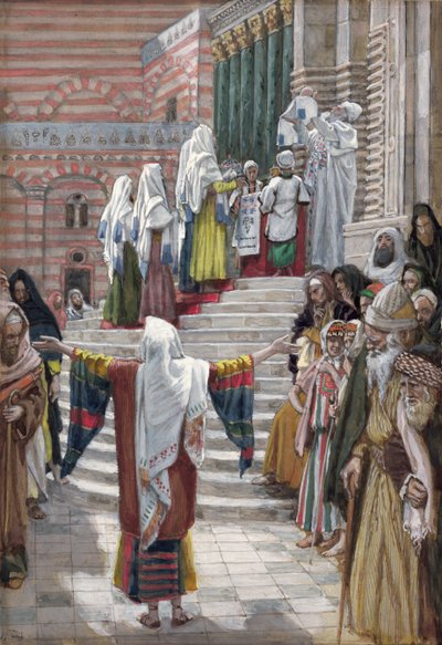 神殿でのキリストの提示、「キリストの生涯」のイラスト、1886-94年（板紙にトイレとガッシュ） 作： James Jacques Joseph Tissot
