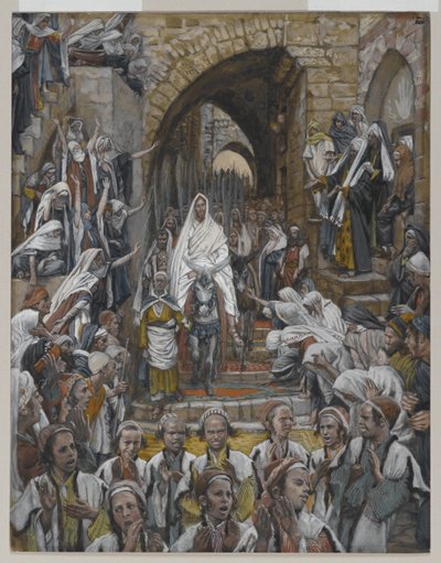 エルサレムの街での行列、私たちの主イエス・キリストの生涯からの挿絵、1886〜94年（紙の黒鉛の上にトイレ） 作： James Jacques Joseph Tissot