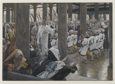 神殿の行列、私たちの主イエス・キリストの生涯からの挿絵、1886-94（紙の黒鉛の上にトイレ） 作： James Jacques Joseph Tissot