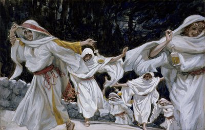 賢い処女、「キリストの生涯」のイラスト、1886-94年（板紙にトイレとガッシュ） 作： James Jacques Joseph Tissot