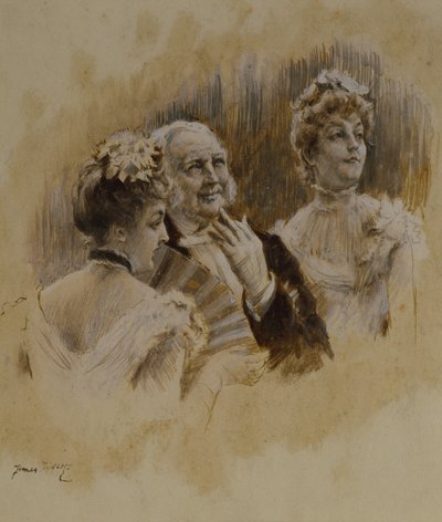 パリの女性たち: 地方の若い女性たち (ペンとインク) 作： James Jacques Joseph Tissot