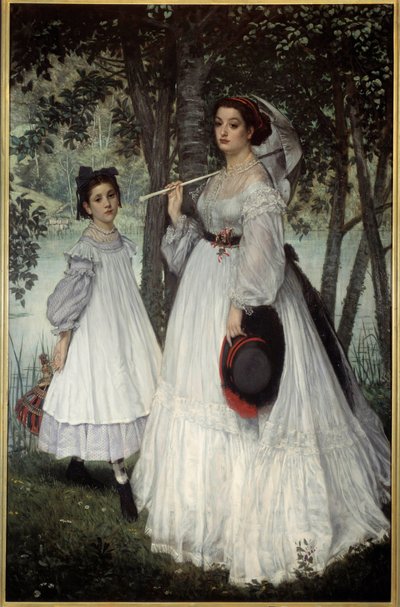 二人の姉妹」または「公園でのポートレート」 ジャック・ジョセフ（Jacques-Joseph）・ティソ（James Tissot）（1836-1902）の絵画 作： James Jacques Joseph Tissot