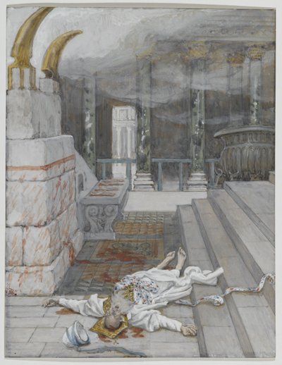 神殿と祭壇の間で殺されたザカリア、「主イエス キリストの生涯」の挿絵 作： James Jacques Joseph Tissot