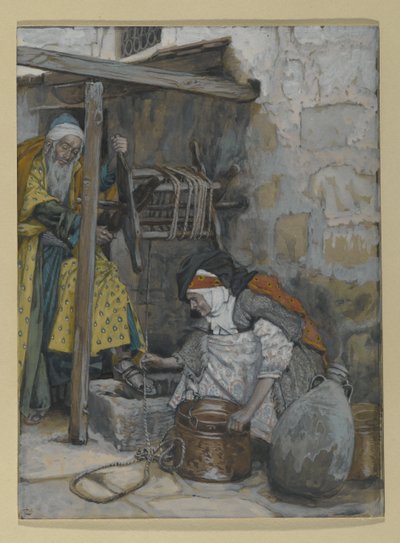 ザカリアとエリザベス、「キリストの生涯」のイラスト、1886-94年（板紙にトイレとガッシュ） 作： James Jacques Joseph Tissot