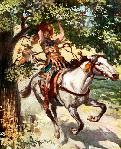 オークの木に掛かっているアブサロム-聖書 作： James Jacques Joseph after Tissot