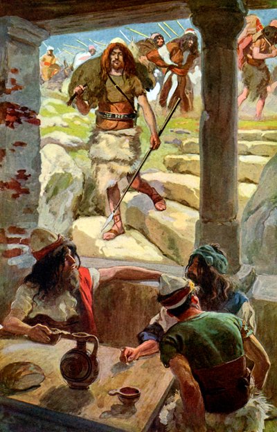 デビッドはジェームズティソ-聖書によってアキシュに戻る 作： James Jacques Joseph after Tissot