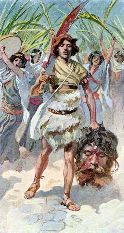 ダビデはエルサレムにゴリアテの首をとる-聖書 作： James Jacques Joseph after Tissot