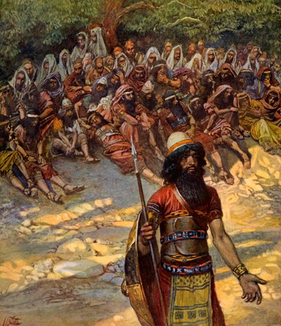 ギデオンはサコスの男性のためにパンを頼む-聖書 作： James Jacques Joseph after Tissot