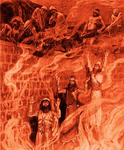 Jジェームスティソの燃えるような炉の中で-聖書 作： James Jacques Joseph after Tissot