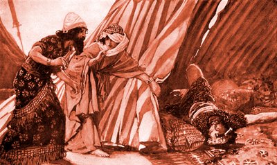 死んで横たわっているバラク・シセラを示すジャエル-聖書 作： James Jacques Joseph after Tissot