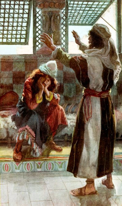 ネイサンはジェームズティソ-聖書でデビッドを非難 作： James Jacques Joseph after Tissot