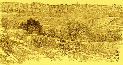 オリーブ山から見たエルサレムの旧市街 作： James Jacques Joseph after Tissot