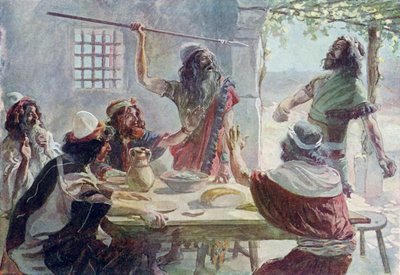 サウルはジャナリンをジョナサンで投げる-聖書 作： James Jacques Joseph after Tissot