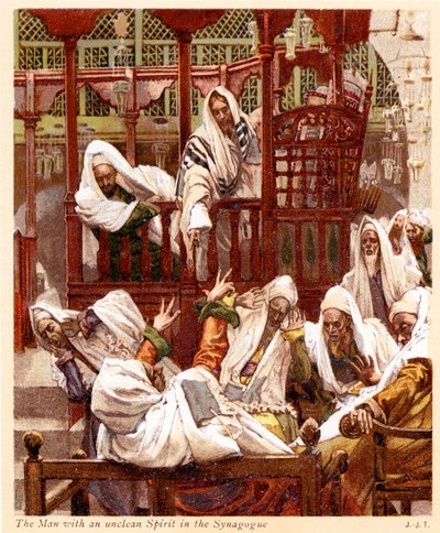 汚れた霊を持つ男-聖書 作： James Jacques Joseph after Tissot