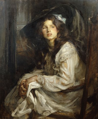 椅子に座っている女の子、 作： James Jebusa Shannon