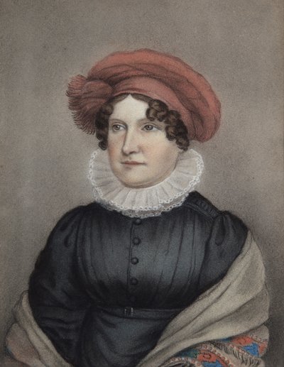 Mrs Ellen Sharples (グレーの紙にパステル) 作： James Junior Sharples