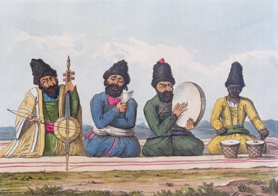 セオドアHAフィールディング（1781-1851）、1818年に刻まれた、ペルシャ1810-16の2番目の旅からのペルシャのミュージシャン 作： James Justinian Morier