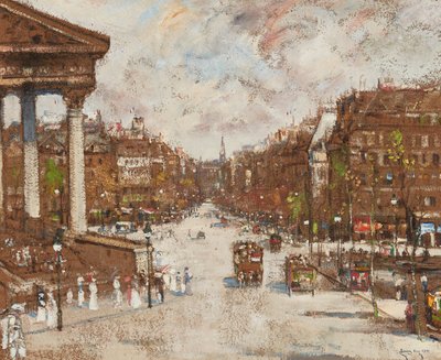 Place De La Madeleine (カードに油彩) 作： James Kay
