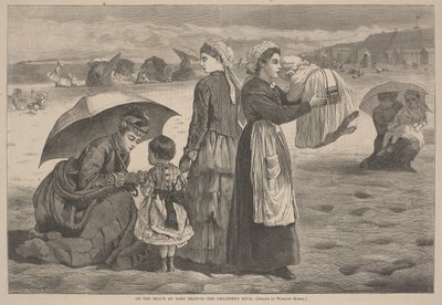 ロングブランチのビーチ-子どもの時間、1874 作： James L. Langridge