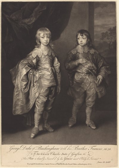バッキンガム公ジョージと弟のフランシス 作： James MacArdell after Sir Anthony van Dyck