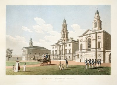 ブルーコート病院、ダブリン、1798年（手描きの彫刻） 作： James Malton