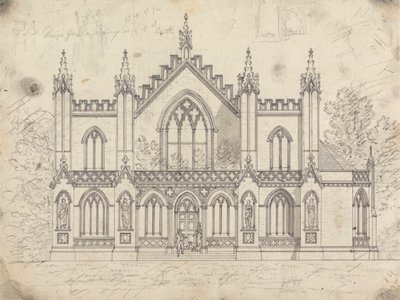 図案 14 の準備図、図案 11「田舎の隠れ家図案集」 作： James Malton