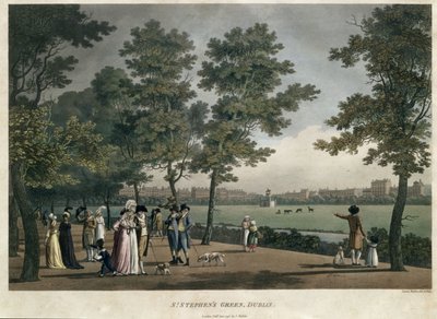 セントスティーブンスグリーン、ダブリン、ダブリンの20のビューのセットから、1796 作： James Malton