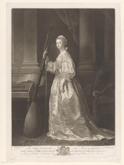 ポートレット・ヴァン・メアリー・コーク The Right Honorable Lady Mary Campbell (...) (オブジェクトのタイトル) 作： James McArdell