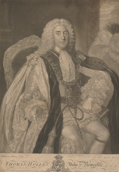 Thomas Pelham-Holles, 1º Duque de Newcastle upon Tyne e 1º Duque de Newcastle sob Lyme 作： James McArdell