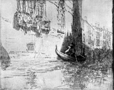 通過するゴンドラ、1926年。 作： James McBey
