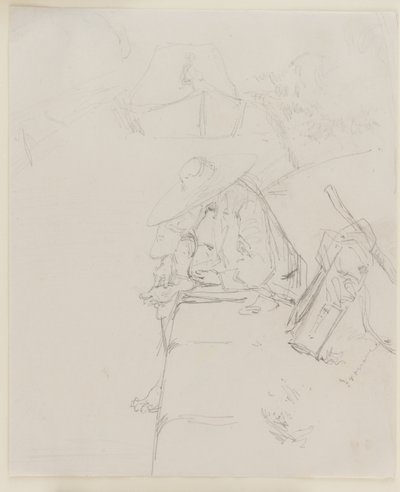壁の端に座る男性 作： James Abbott McNeill Whistler