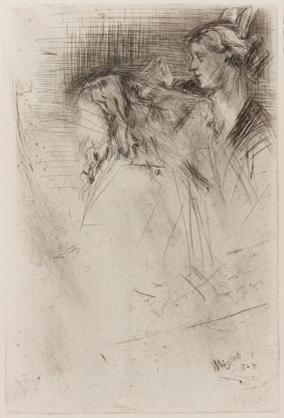 髪をブラッシングする 作： James Abbott McNeill Whistler
