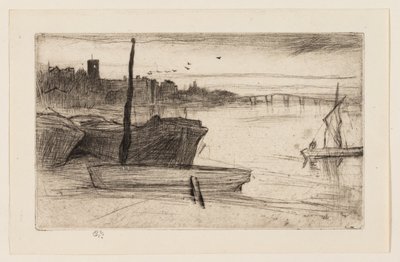 チェルシー橋と教会 作： James Abbott McNeill Whistler